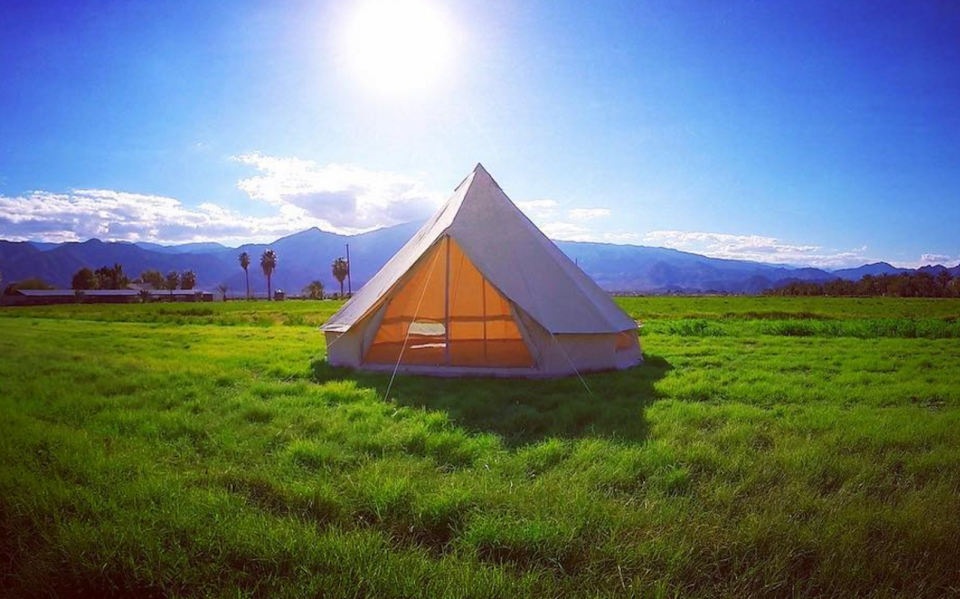 A tent at Base Camp Coachella in Indio, California