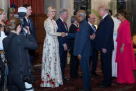 White House Senior Adviser Jared Kushner and his wife Ivanka Trump are greeted by Indian President Ram Nath Kovind during a state banquet with first lady Melania Trump at right, at Rashtrapati Bhavan, in New Delhi, India February 25, 2020. Alex Brandon/Pool via REUTERS