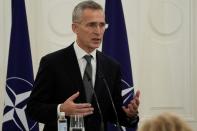 Latvian President Egils Levits meets NATO Secretary General Jens Stoltenberg, in Riga