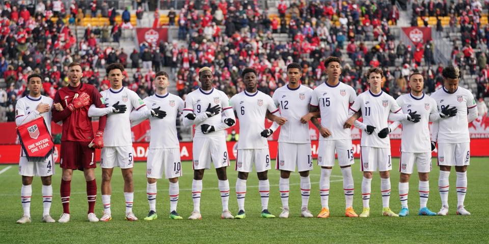 USA starting eleven during a game between Canada and USMNT at Tim Hortons Field on January 30, 2022 in Hamilton, Canada.