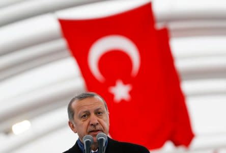 Turkish President Tayyip Erdogan makes a speech during the opening ceremony of Eurasia Tunnel in Istanbul, Turkey, December 20, 2016. REUTERS/Murad Sezer