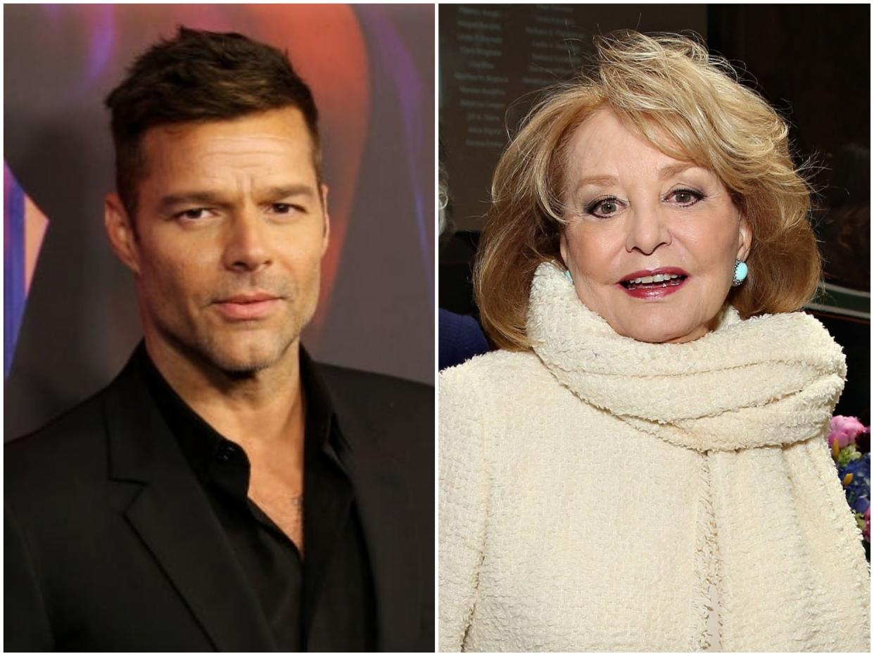 <p>Ricky Martin and Barbara Walters</p> (Phillip Faraone/Cindy Ord/Getty Images)