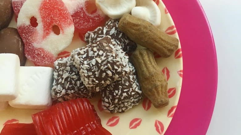 Swedish chocolates and candies on plate