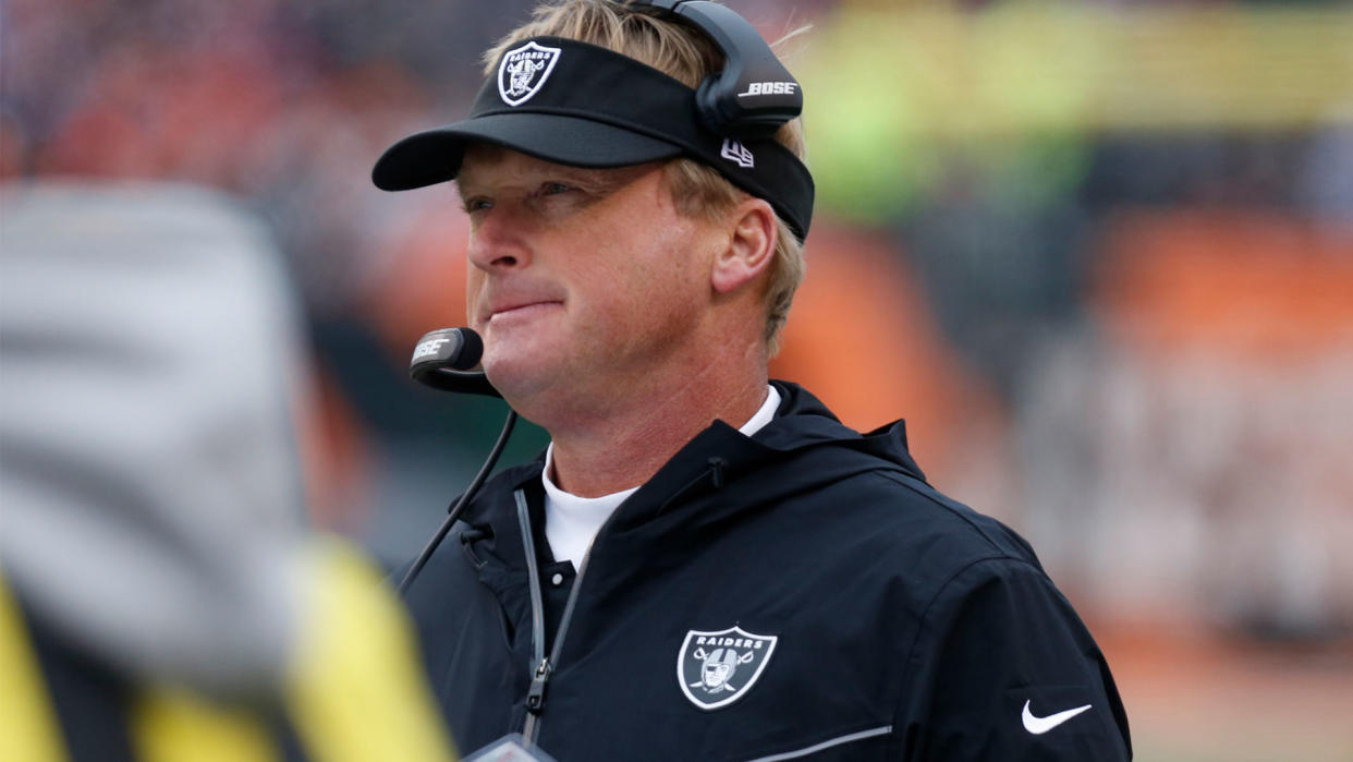 The Raiders are well behind in their own division, a fact head coach Jon Gruden freely admits. (Photo courtesy of <span>NBC Sports BayArea</span>)