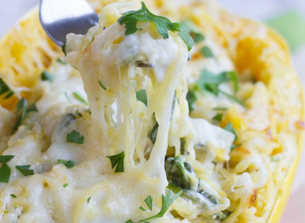 Good Friday recipes spinach and artichoke spaghetti squash