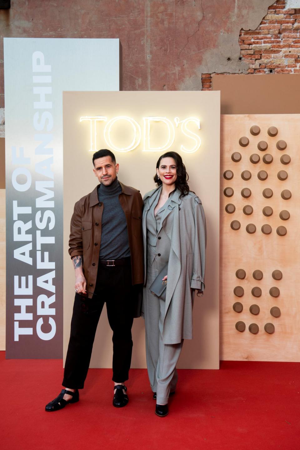 Ned Wolfgang Kelly and Hayley Atwell at the TOD'S The Art of Craftsmanship cocktail extravaganza (TOD'S)