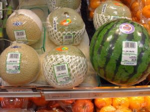 Melons in a market