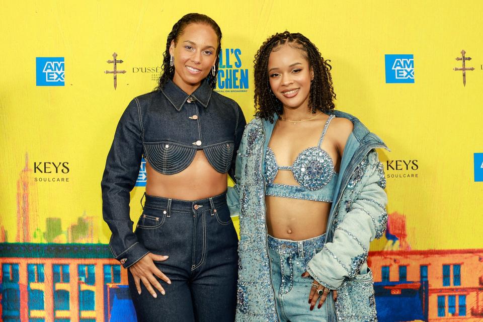 Alicia Keys, left, and Maleah Joi Moon attend opening night of Broadway's "Hell's Kitchen."