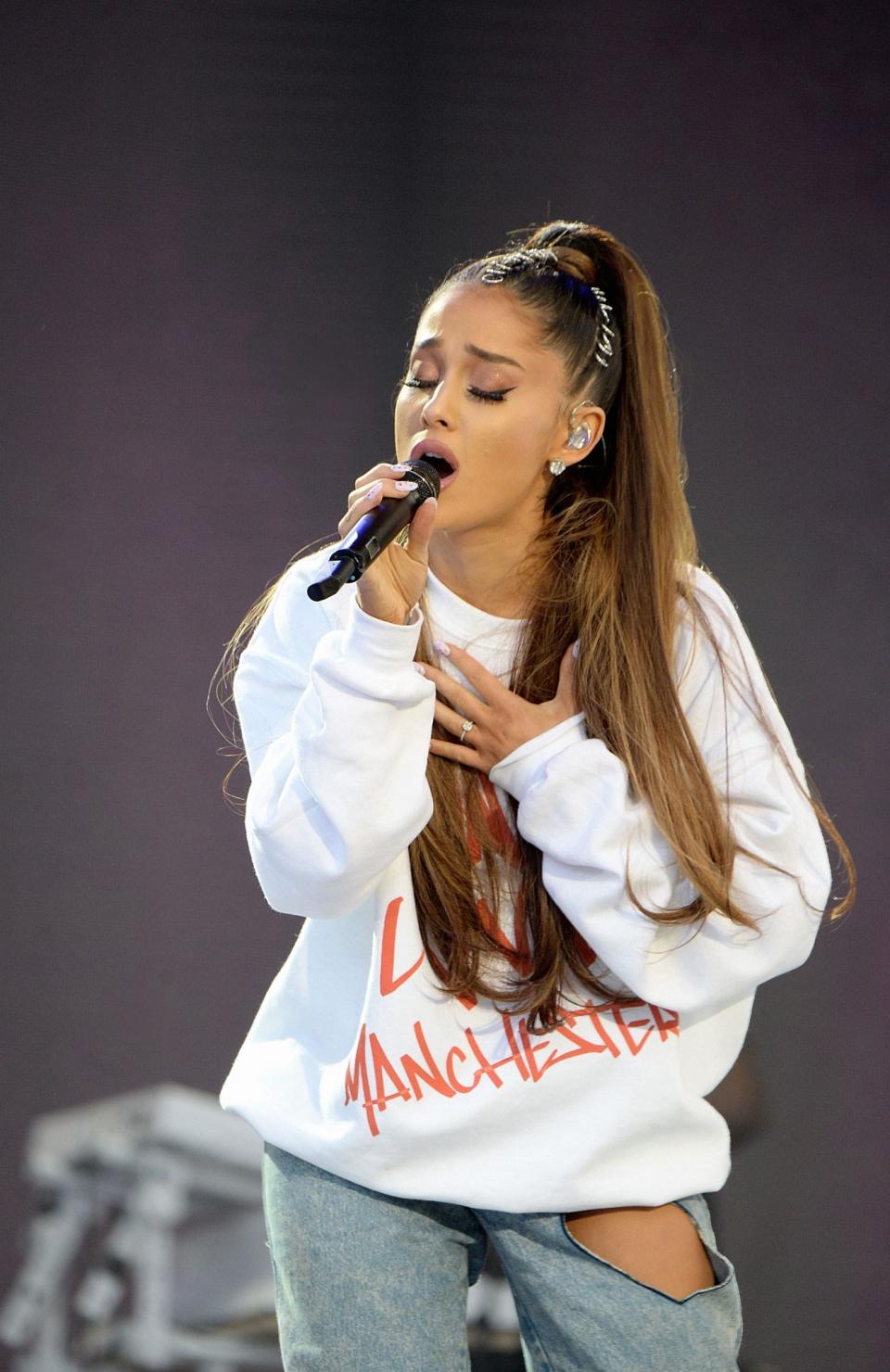 <p>Star of the show: Ariana Grande takes to the stage. (Getty) </p>