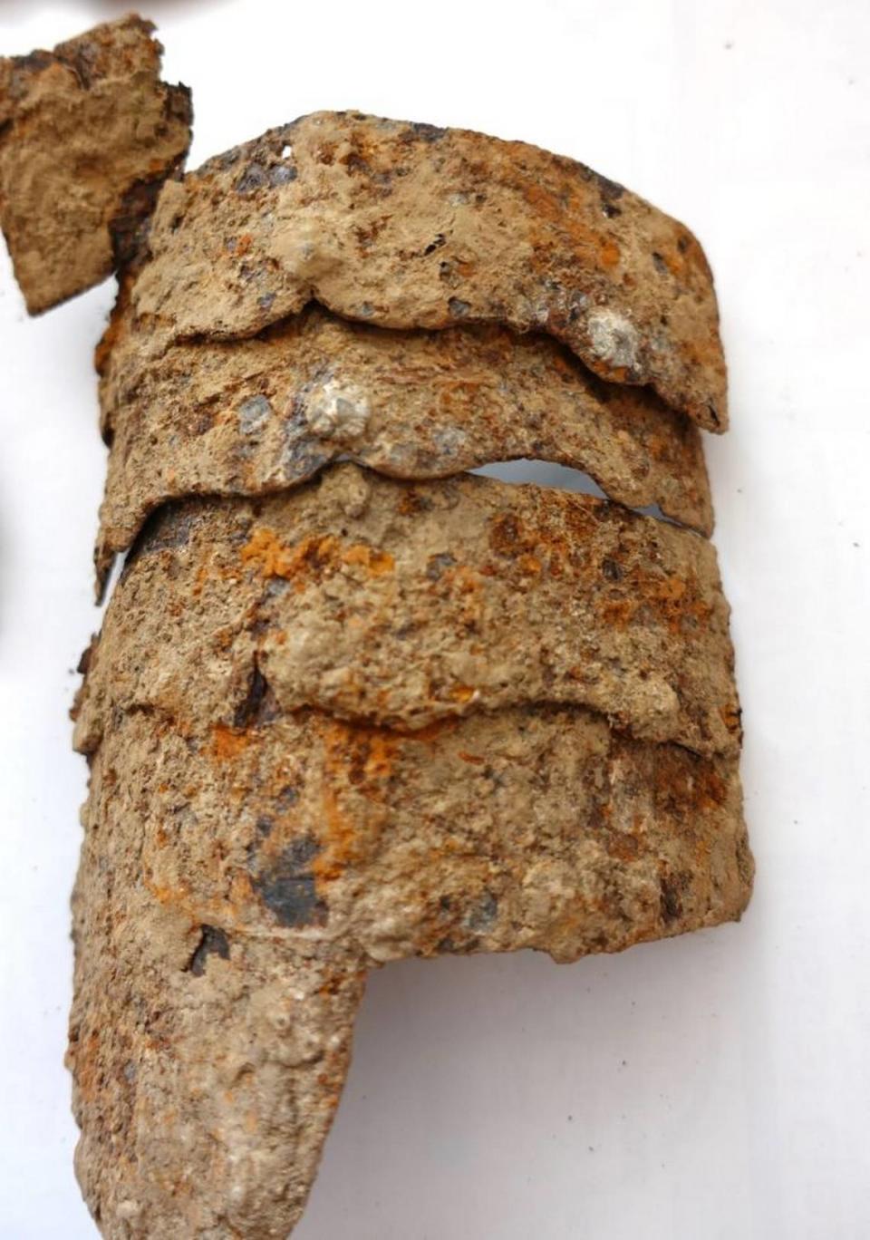 Only one shoulder pad was found with the armor, and it was heavily corroded, archaeologists said.