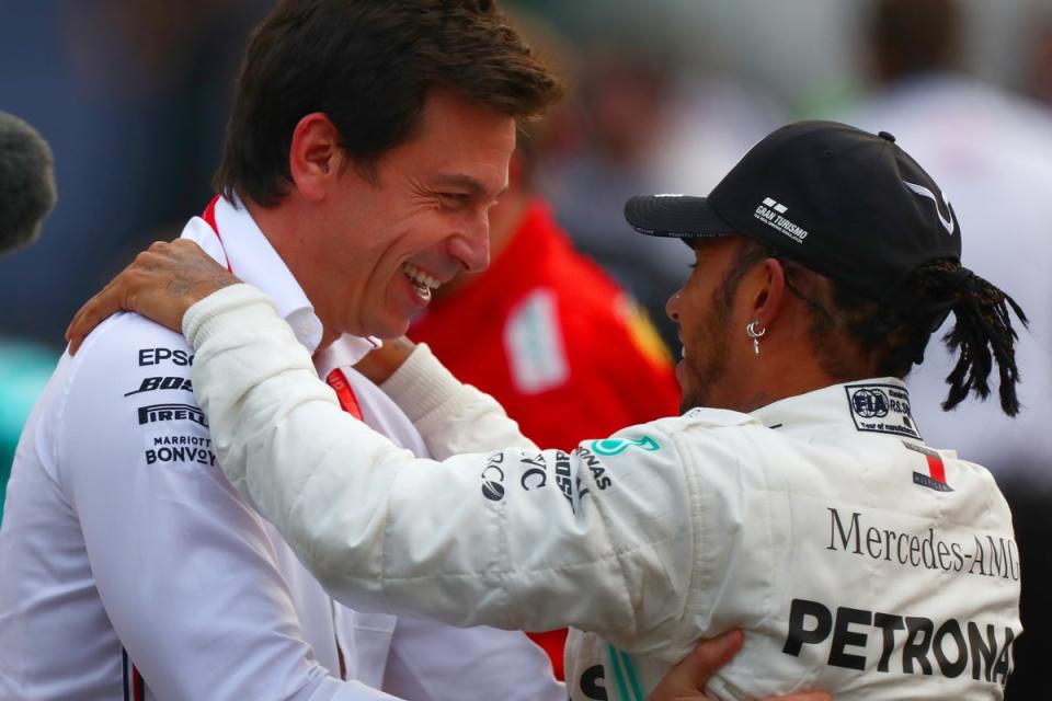 Hamilwon has worked with Toto Wolff for 11 years at Mercedes (Getty Images)