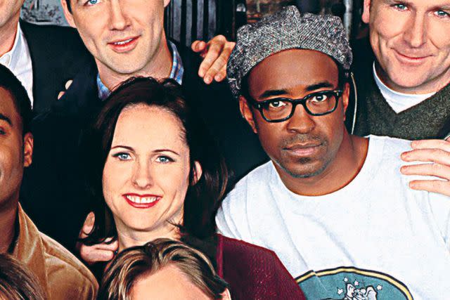 <p>NBCU Photo Bank/NBCUniversal via Getty</p> Molly Shannon and Tim Meadows posing together while on cast on Saturday Night Live.