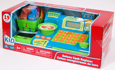 <p><a rel="nofollow noopener" href="http://www.walmart.ca/en/ip/kid-connection-green-deluxe-cash-register-playset/6000196224813" target="_blank" data-ylk="slk:Deluxe Cash Register;elm:context_link;itc:0;sec:content-canvas" class="link ">Deluxe Cash Register</a><br> $20 </p>