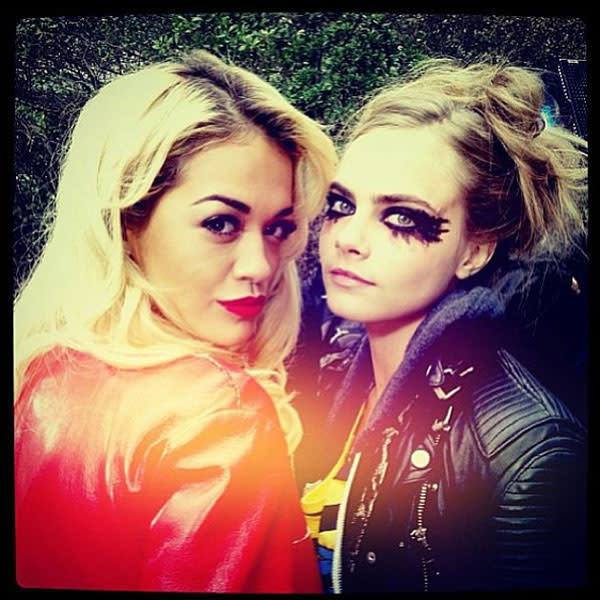 Rita Ora showed her support for pal Cara Delevingne at the Chanel SS13 couture show, watching her from the FROW. 'Loved watching wifey #paris #Chanel' she wrote.<br><br>© Rita Ora / Instagram