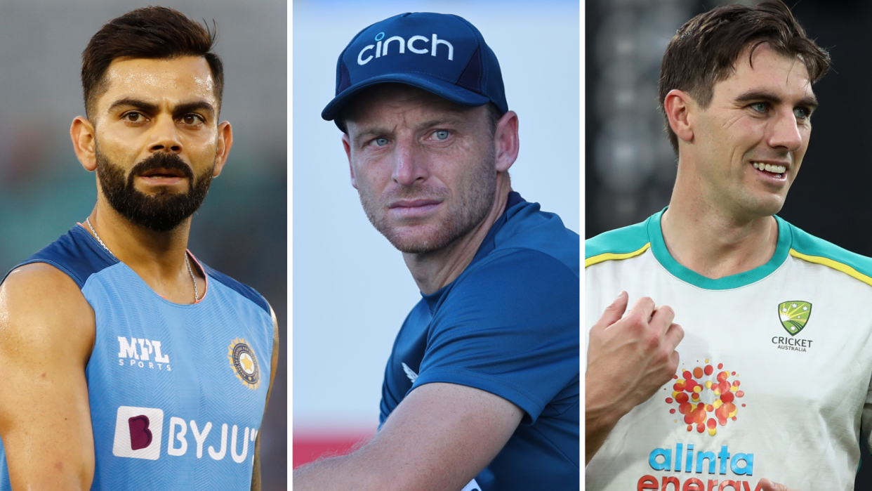 India's Virat Kohli (left), England's Jos Buttler (centre) and Australia's Pat Cummins (right)