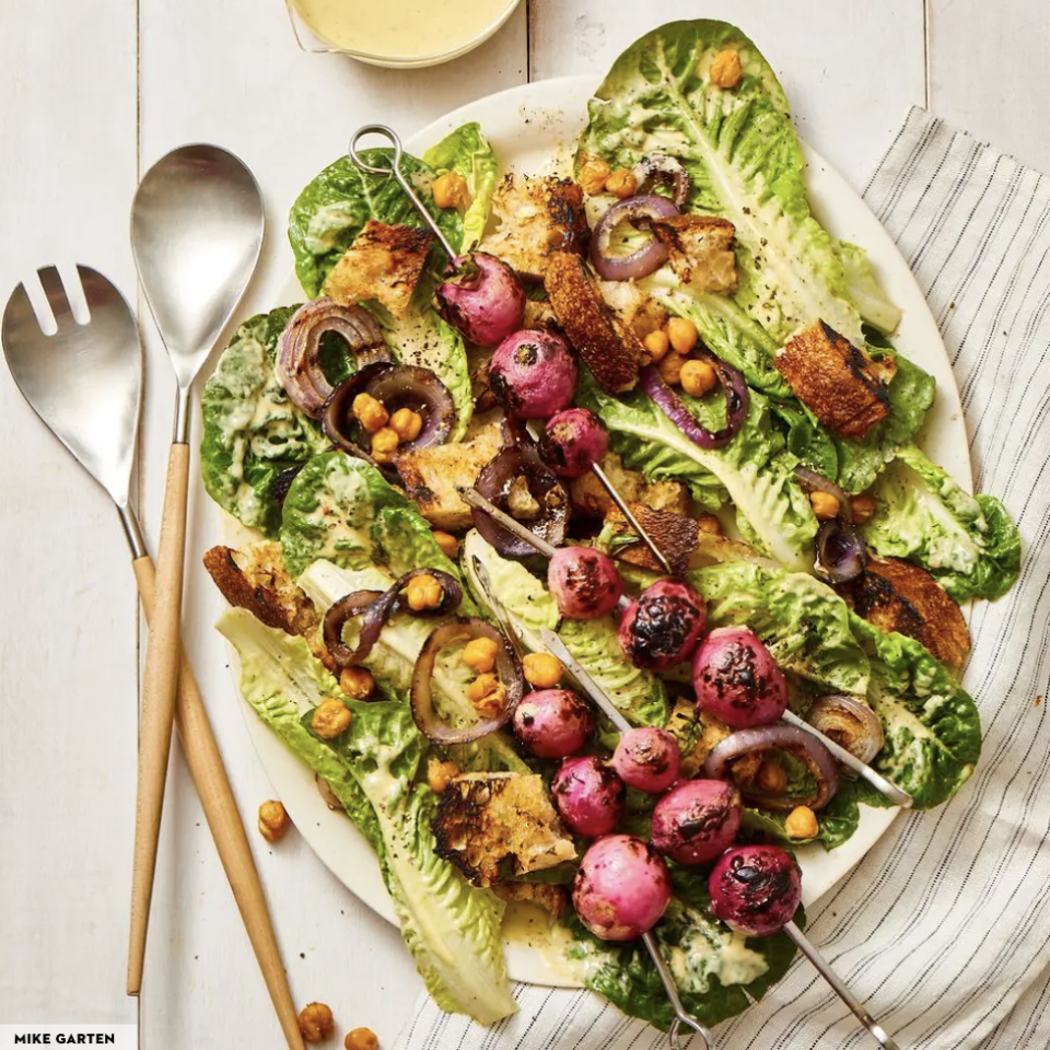 <p>For the plant-based guests at your Memorial Day party, this creamy salad doubles as a main dish.</p><p>Get the <strong><a href="https://www.goodhousekeeping.com/food-recipes/a35844198/vegan-caesar-salad-recipe/" rel="nofollow noopener" target="_blank" data-ylk="slk:Vegan Caesar Salad recipe;elm:context_link;itc:0;sec:content-canvas" class="link ">Vegan Caesar Salad recipe</a></strong>. </p>