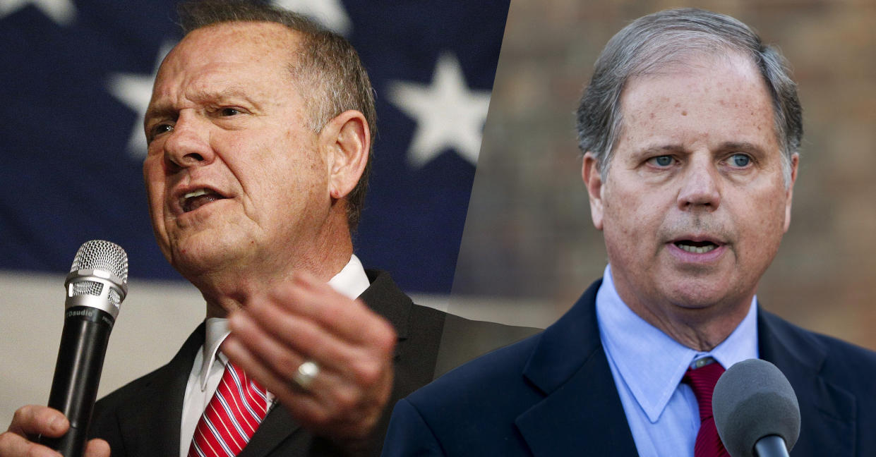 U.S. Senate candidate Roy Moore, left, and his Democratic opponent, Doug Jones. (Photos: Brynn Anderson/AP, Vasha Hunt/AL.com via AP)