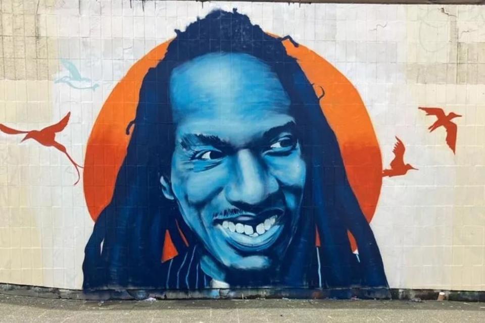 The colourful mural of poet and activist Benjamin Zephaniah, before it disappeared under a layer of beige paint (The Benjamin Zephaniah Family Legacy Group)