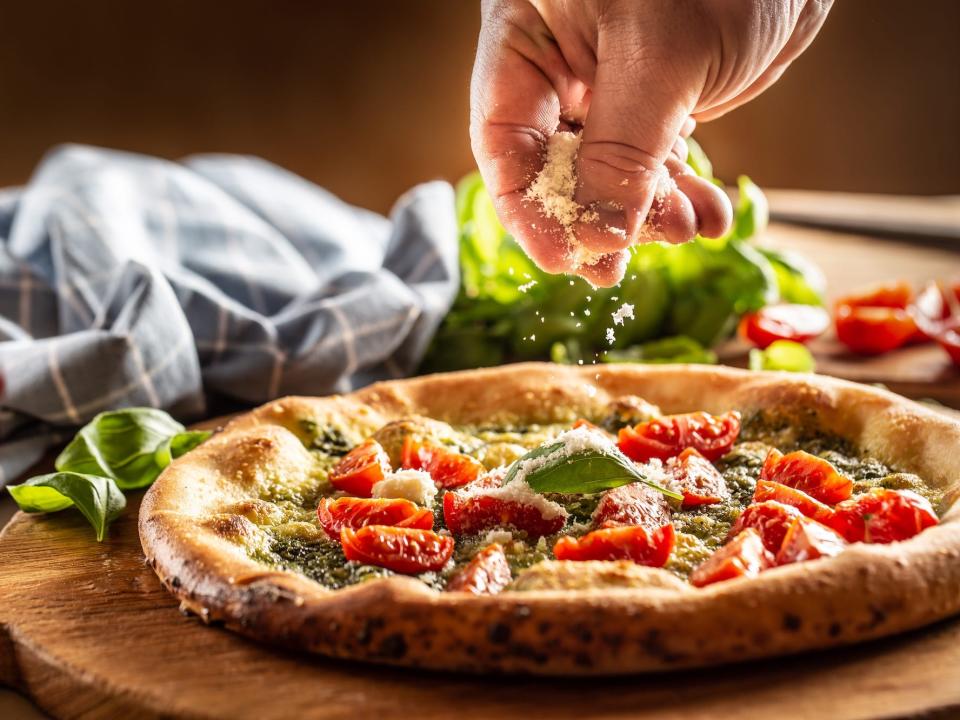 Pizza with parmesan cheese