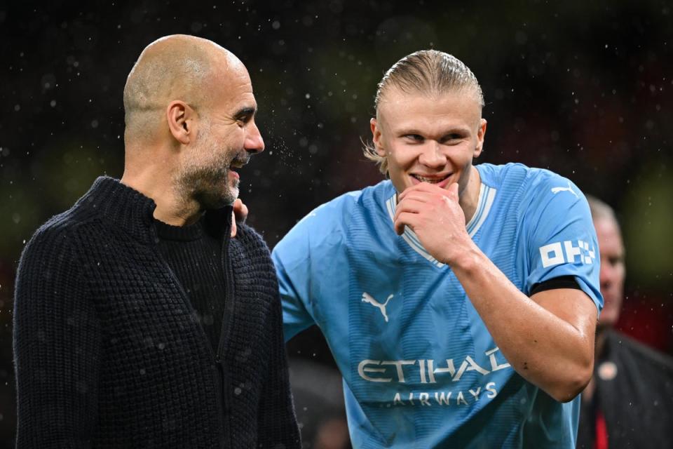 Pep Guardiola says that the presence of the likes of Erling Haaland means Man United won’t have it easy leapfrogging Man City, even after taking their CEO  (Getty Images)
