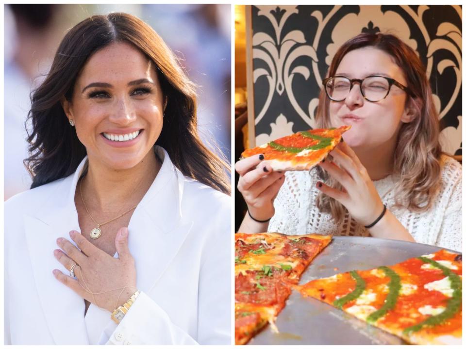meghan markle and me eating my delish pizza