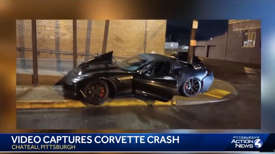 C7 Corvette Goes Flying And Crashes In Wild Video