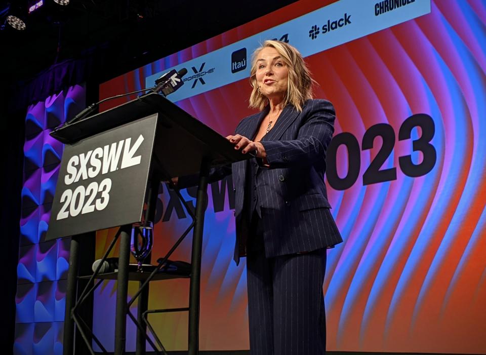 Psychologist and researcher Esther Perel emphasizes the importance of genuine connection Saturday during a keynote at South by Southwest. “We have come to accept distracted attention as enough, and it is not,” Perel said. “Artificial intimacy is full of disrupted connections that have become normalized and socially acceptable.”