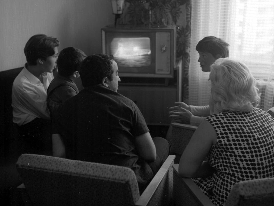 Russians watch broadcast of Apollo 11 moon landing.