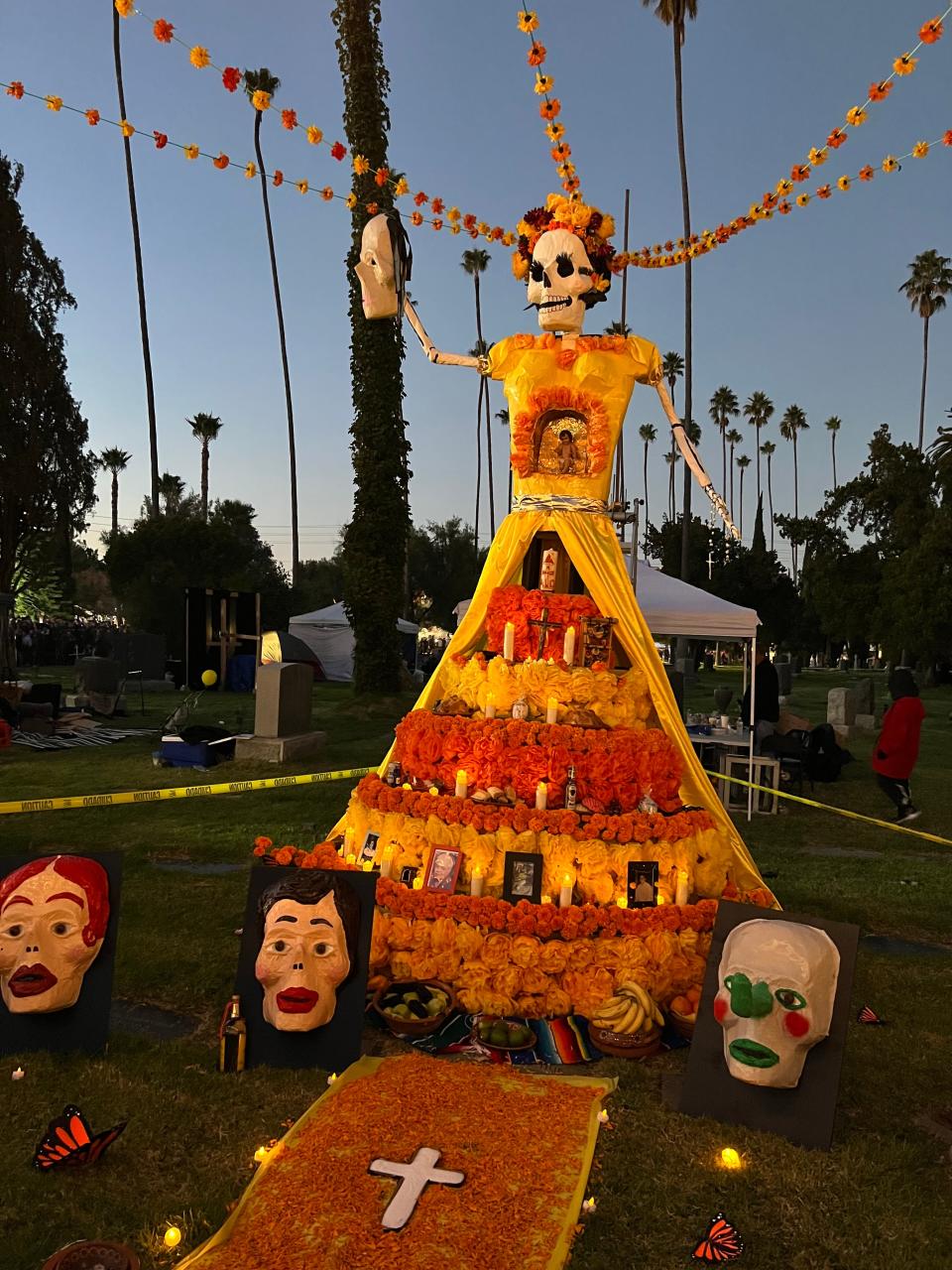 An altar honoring the dead is displayed at the Día de Los Muertos celebration at the Hollywood Forever Cemetery in Los Angeles on Saturday, Oct. 28, 2023.