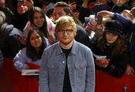 Ed Sheeran arrives for the screening of the movie Songwriter at the 68th Berlinale International Film Festival in Berlin, Germany, February 23, 2018. REUTERS/Fabrizio Bensch