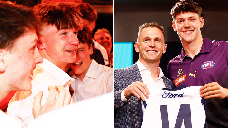 Joel Selwood, Connor O'Sullivan and Phoenix Gothard at the AFL draft.