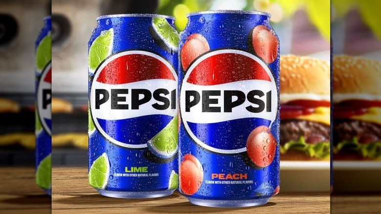 Pepsi peach and lime cans