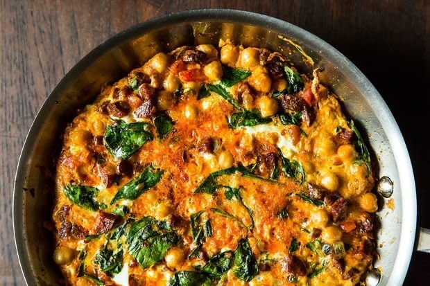 <strong>Get the <a href="http://food52.com/recipes/3540-chickpea-spinach-and-chorizo-fritatta" target="_blank">Chickpea, Spinach, and Chorizo Frittata recipe</a> by Hadyourtea? via Food52</strong>