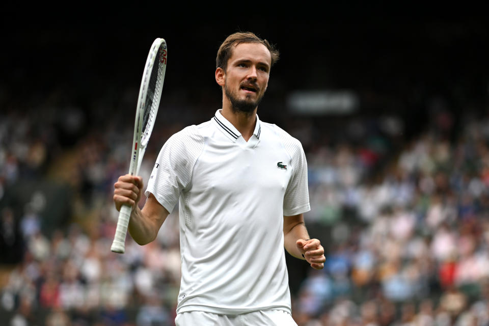 Daniil Medvedev is onto the semifinals at Wimbledon. (Photo by Shaun Botterill/Getty Images)