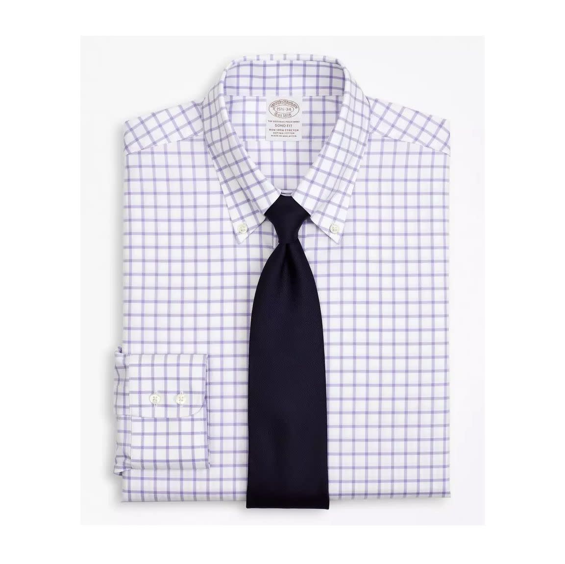 <p><a href="https://go.redirectingat.com?id=74968X1596630&url=https%3A%2F%2Fwww.brooksbrothers.com%2FStretch-Soho-Extra-Slim-Fit-Dress-Shirt%252C-Non-Iron-Twill-Button-Down-Collar-Grid-Check%2FME03999%2Cdefault%2Cpd.html&sref=https%3A%2F%2F" rel="nofollow noopener" target="_blank" data-ylk="slk:Shop Now;elm:context_link;itc:0;sec:content-canvas" class="link rapid-noclick-resp">Shop Now</a></p><p>Soho Extra-Slim-Fit Dress Shirt</p><p>brooksbrothers.com</p><p>$68.40</p>