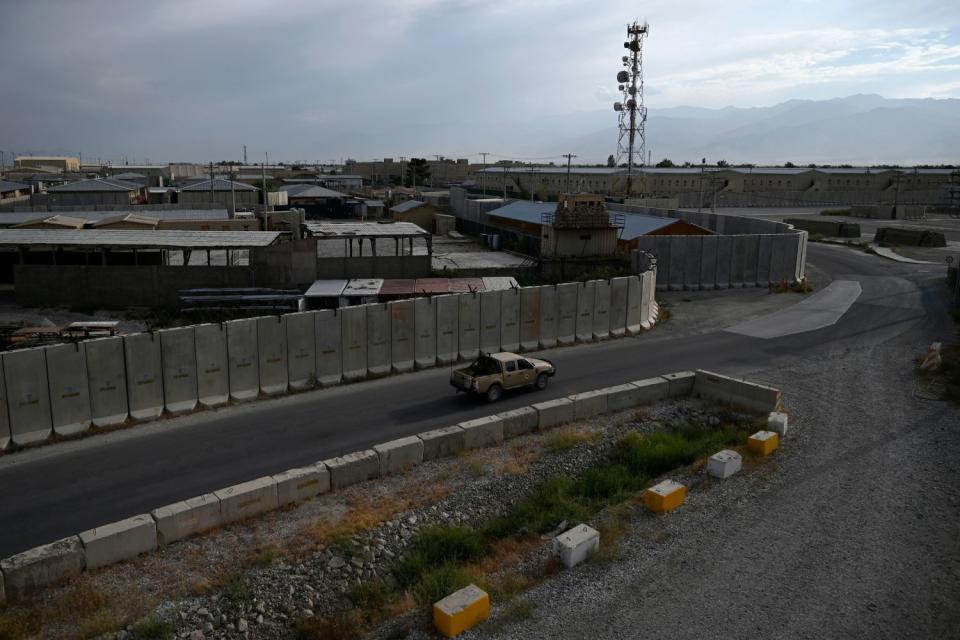 Fencing, buildings and roads at the Bagram air base