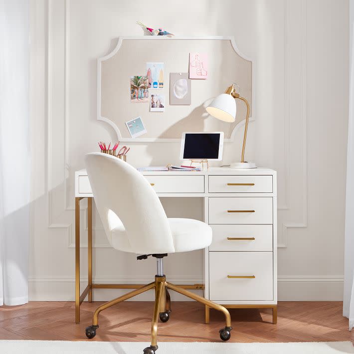 <p><a href="https://go.redirectingat.com?id=74968X1596630&url=https%3A%2F%2Fwww.pbteen.com%2Fproducts%2Fblaire-single-pedestal-storage-desk%2F%3Fpkey%3Dccomputer-desks-for-teens%26position%3D22&sref=https%3A%2F%2Fwww.cosmopolitan.com%2Flifestyle%2Fg61588112%2Fsmall-space-desk%2F" rel="nofollow noopener" target="_blank" data-ylk="slk:Shop Now;elm:context_link;itc:0;sec:content-canvas" class="link rapid-noclick-resp">Shop Now</a></p><p>Blaire Single Pedestal Storage Desk</p><p>pbteen.com</p><p>$799.00</p>