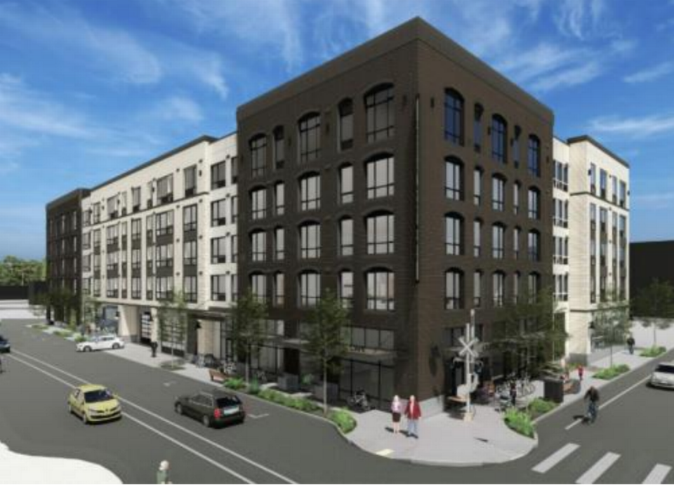 A new downtown Olympia mixed-use apartment proposal from Walker John at 411 Legion Way SE.