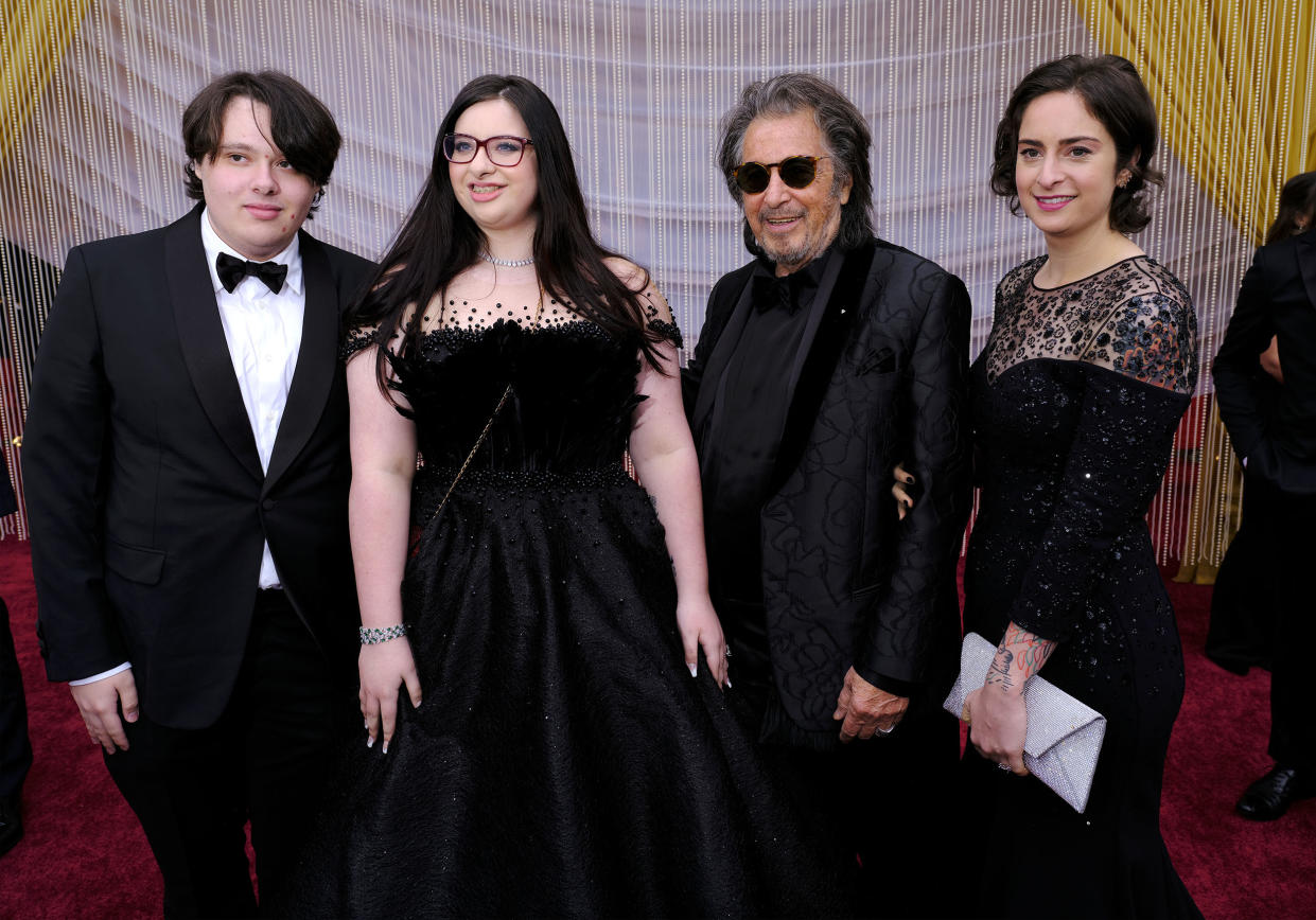Anton James Pacino, Olivia Pacino, Al Pacino, and Julie Pacino at  the 92nd Annual Academy Awards, Feb 9, 2020. (Variety / Penske Media via Getty Images)