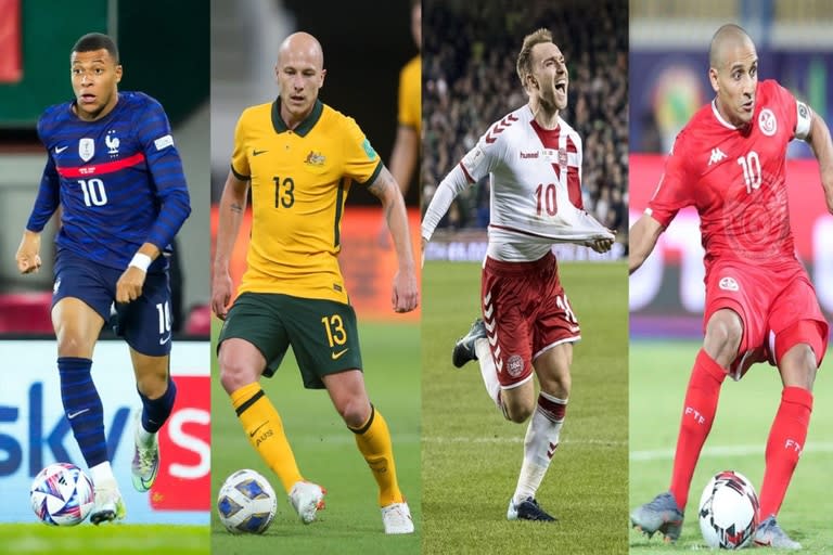 Las figuras de Francia, Australia, Dinamarca y Túnez, los cuatro integrantes del grupo D de la Copa del Mundo Qatar 2022