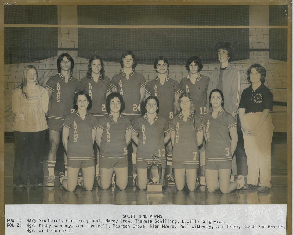 The 1976 South Bend Adams girls volleyball team, which featured three boys on the roster.