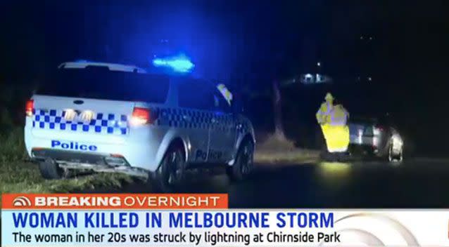 A woman has died after being struck by lightning in Melbourne. Source: Sunrise