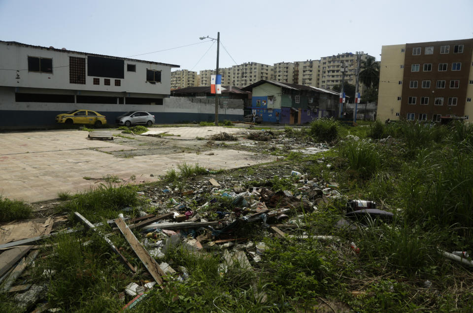 This Dec. 1, 2019 photo shows a trash-strewn empty lot which, according to residents, was the spot where the first U.S. bombs fell during the 1989 invasion of Panama, in the El Chorrillo neighborhood where former Gen. Manuel A. Noriega operated his headquarters in Panama City. “The invasion left a lot of weapons in the neighborhood and the violence increased,” said Olga Cárdenas, a longtime community leader. “Many of the children who grew up after the invasion demand opportunities. They also have trauma from the bombing.” (AP Photo/Arnulfo Franco)