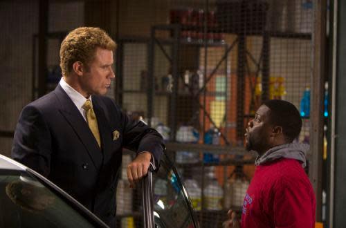 In this image released by Warner Bros. Entertainment Inc., Kevin Hart, right, and Will Ferrell appear in a scene from "Get Hard." (AP Photo/Warner Bros. Entertainment Inc., Patti Perret)
