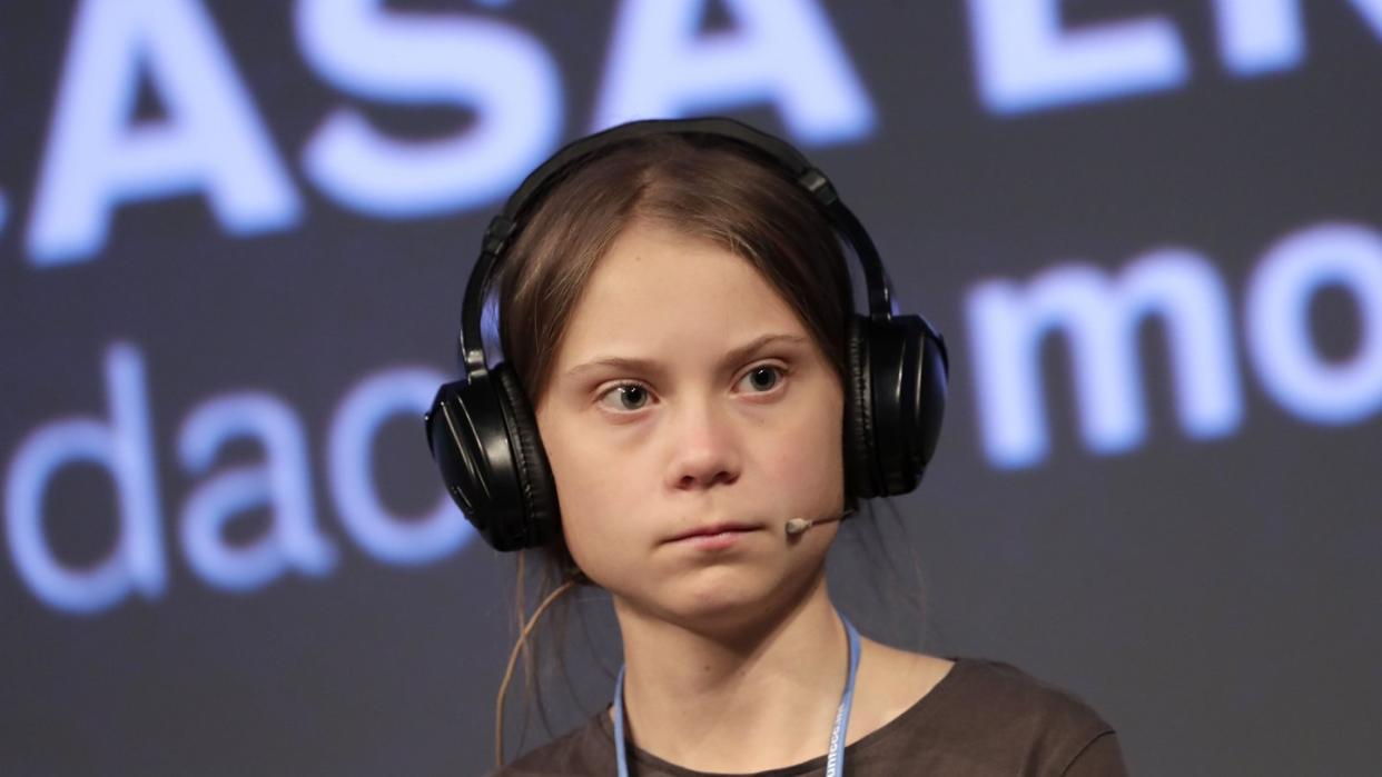 Greta Thunberg vor dem großen Klimamarsch im Zentrum der spanischen Hauptstadt Madrid.