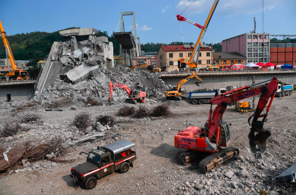 <em>Work is underway to remove tonnes of rubble (AP)</em>