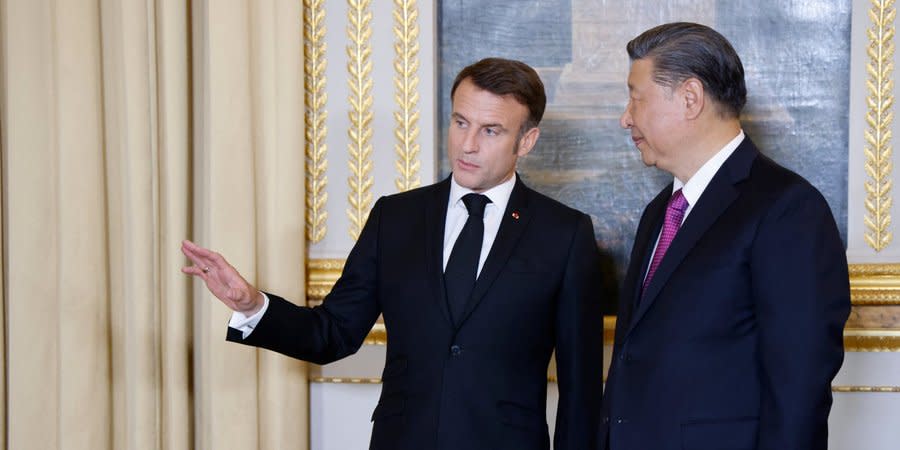 French President talks to Chinese leader Xi Jinping in the framework of Xi's two-days visit to Paris on May 6