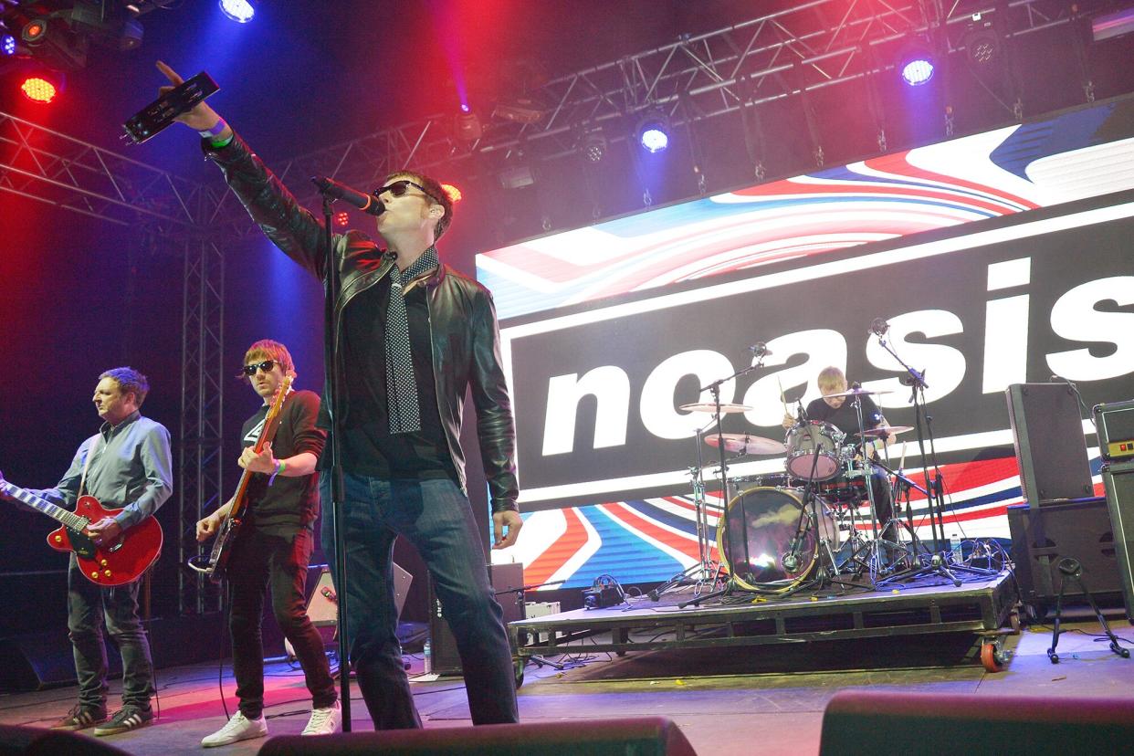 PENN STREET, BUCKINGHAMSHIRE - JULY 19: Oasis Tribute Band Noasis perform live on stage during the first day of Penn Fest at The Big Park on July 19, 2019 in Penn Street, Buckinghamshire. (Photo by Jim Dyson/Getty Images)