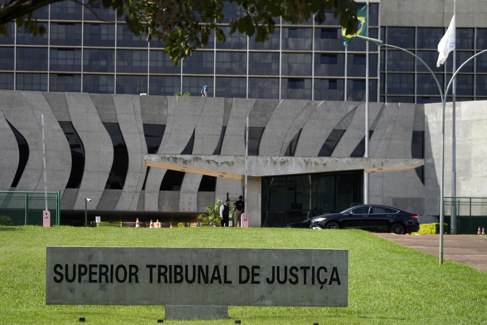 The Supreme Court headquarters stands in Brasilia, Brazil, Wednesday, March 20, 2024. Judges started on Wednesday to vote on whether former soccer star Robinho can be jailed in his home nation for his rape conviction in Italy. (AP Photo/Eraldo Peres)