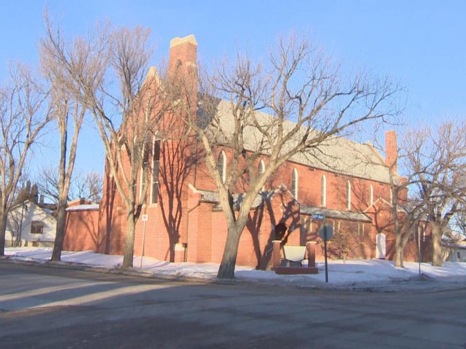 St Matthew's Anglican Church is pictured on February 14, 2022.  Regina City Council this week voted to remove the property's heritage designation following a motion by the diocese.  (Will Draper/CBC - photo credit)